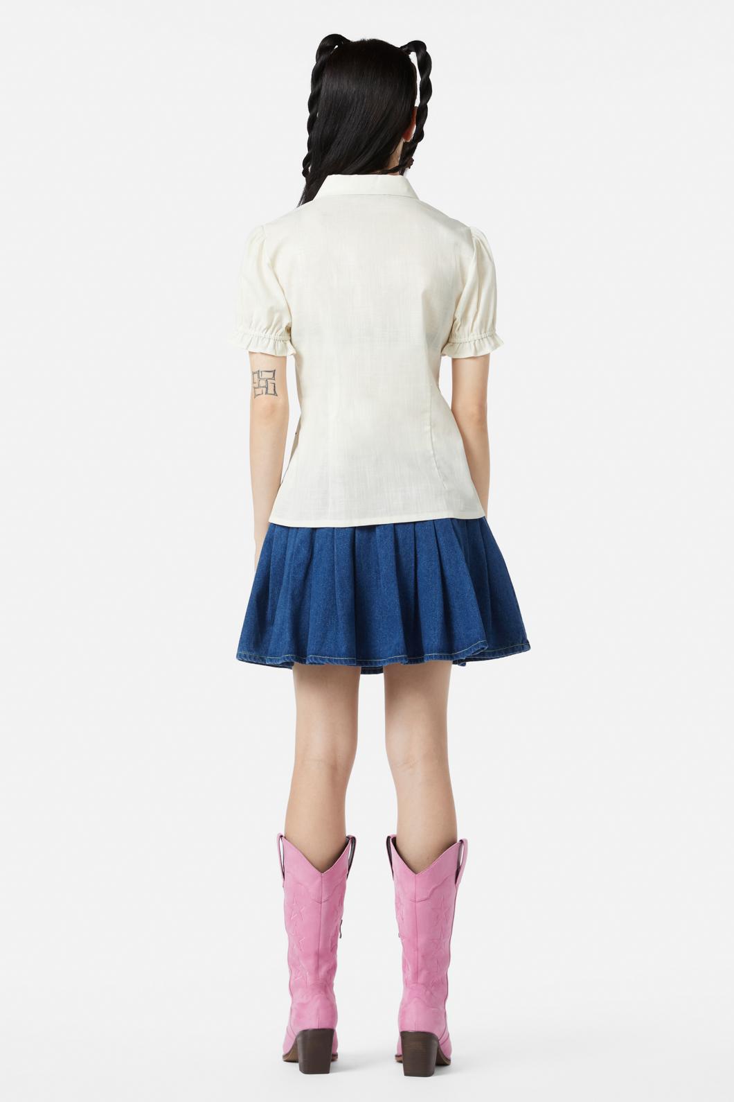 Dangerfield - Meowdy Badge Blouse - cream