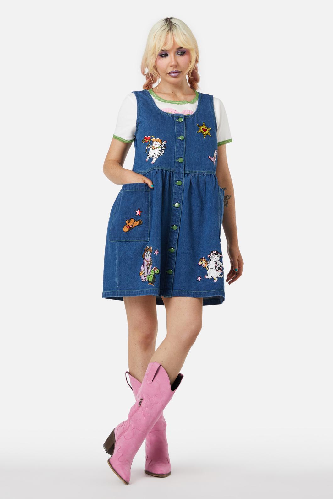 Dangerfield - Bandit Denim Pinafore - blue