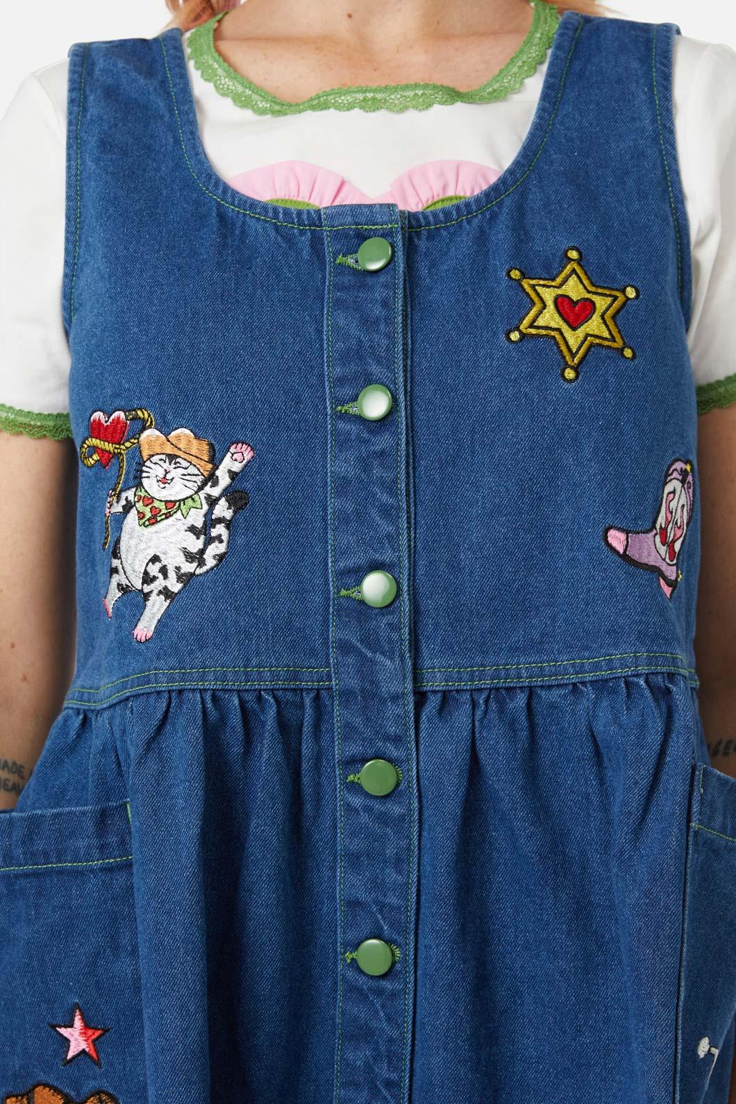 Dangerfield - Bandit Denim Pinafore - blue
