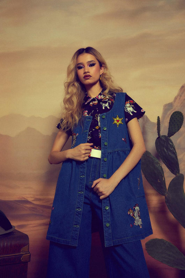 Dangerfield - Bandit Denim Pinafore - blue