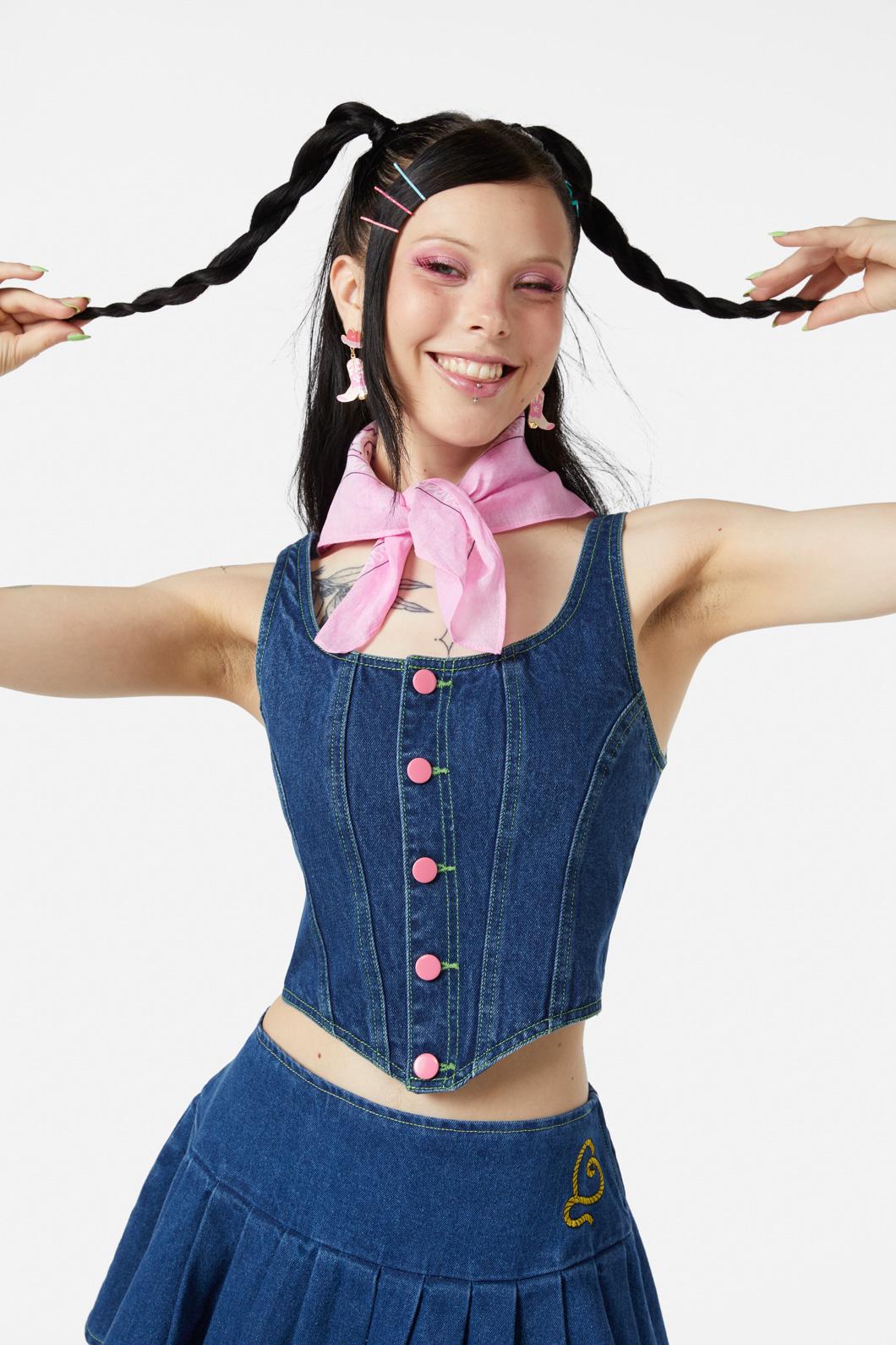 Dangerfield - Bandit Denim Corset - blue