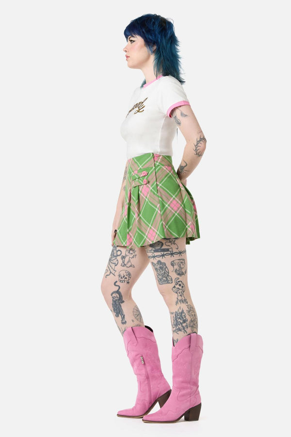 Dangerfield - Ranch Tartan Skort - green-pink