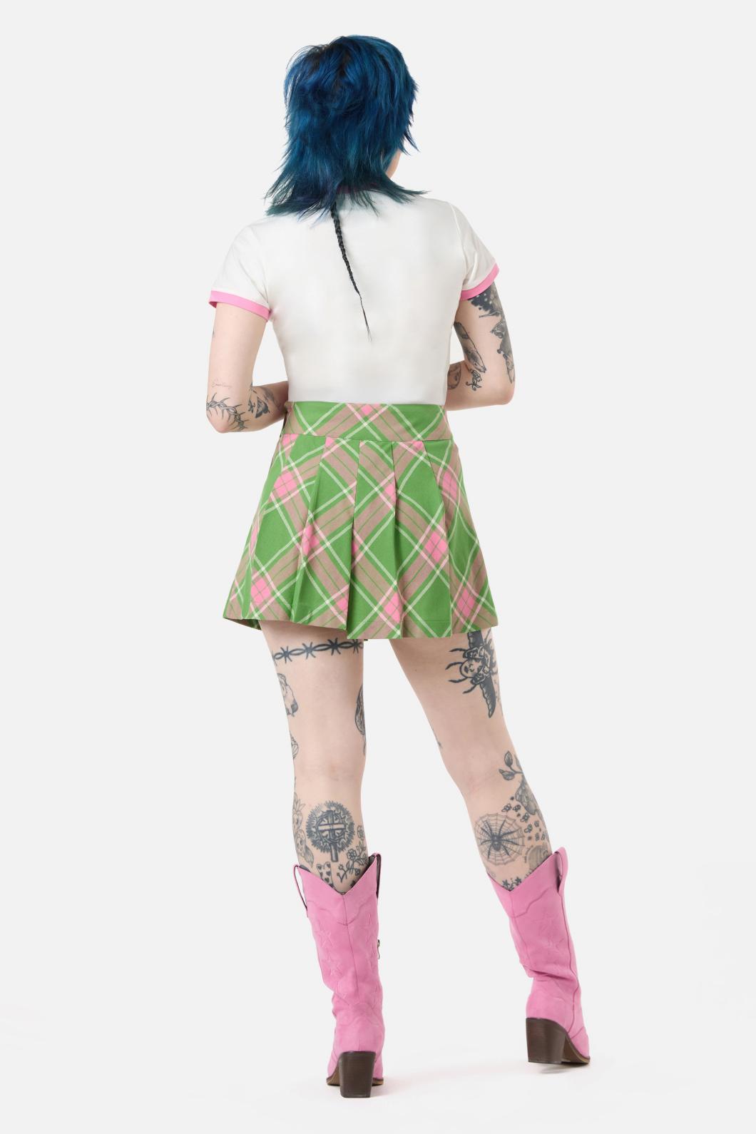 Dangerfield - Ranch Tartan Skort - green-pink