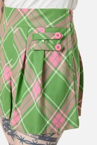 Dangerfield - Ranch Tartan Skort - green-pink