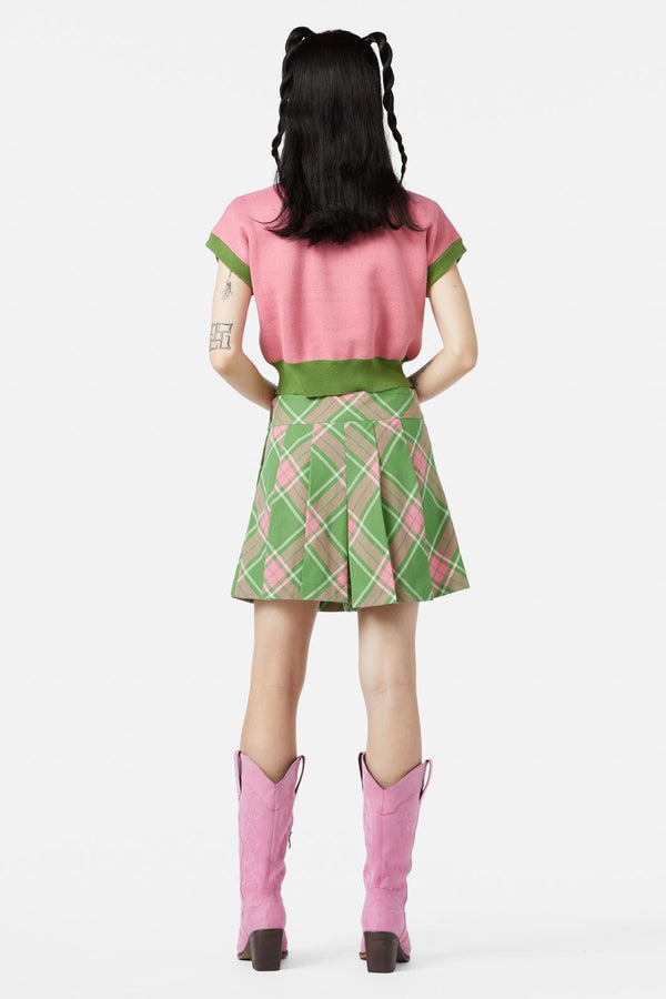 Dangerfield - Ranch Tartan Skort - green-pink