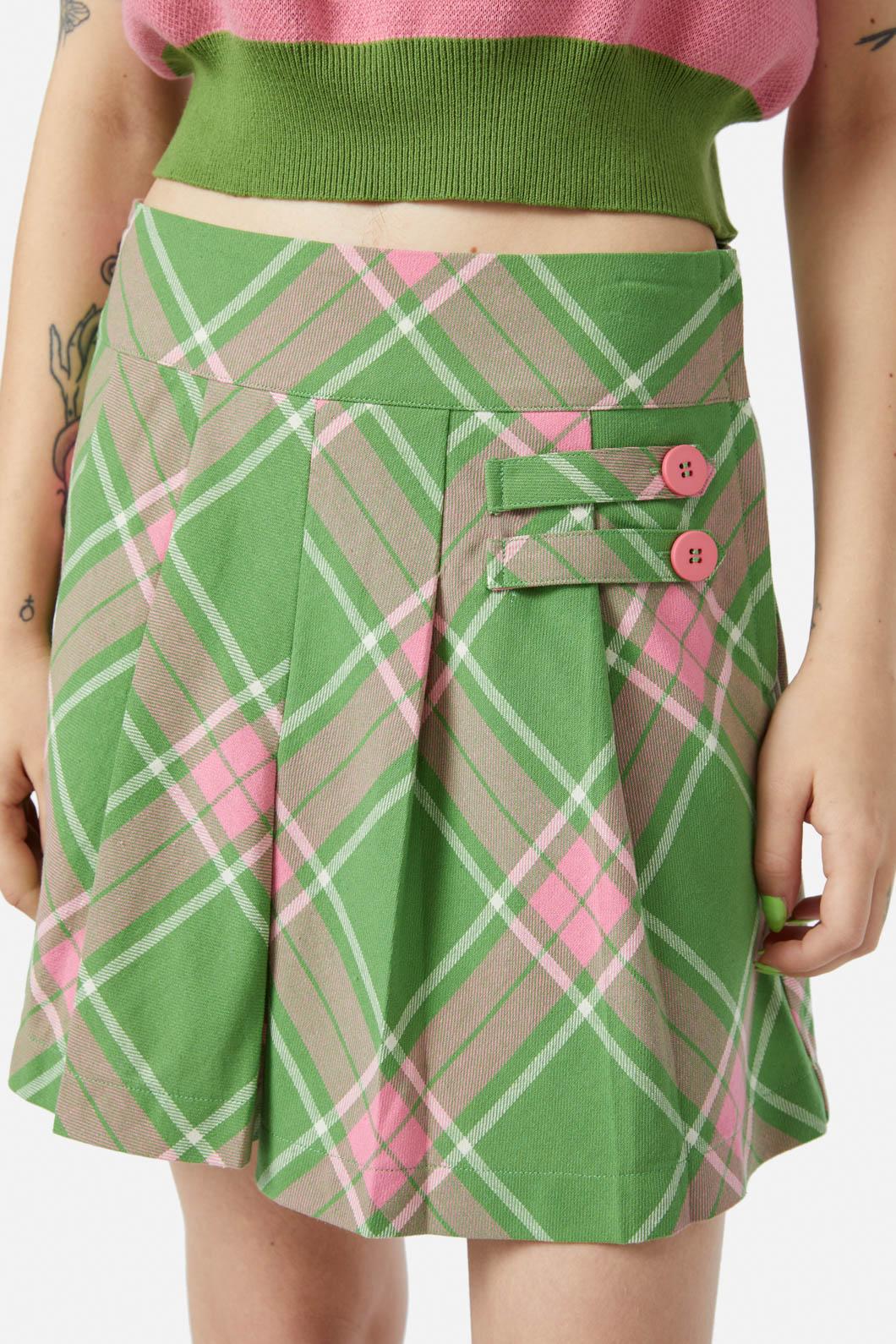 Dangerfield - Ranch Tartan Skort - green-pink