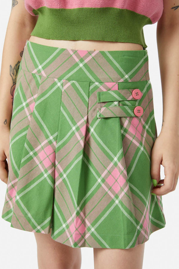 Dangerfield - Ranch Tartan Skort - green-pink