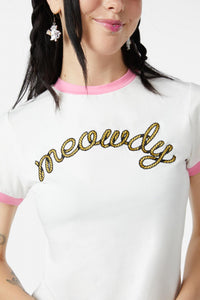 Dangerfield - Meowdy Embroidered Tee - cream