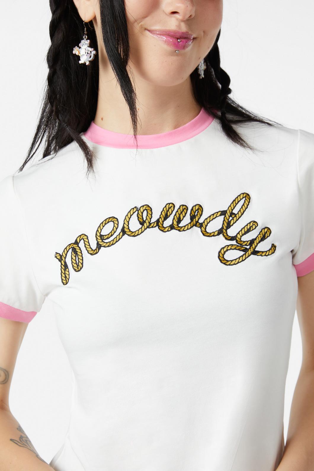 Dangerfield - Meowdy Embroidered Tee - cream