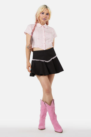 Dangerfield - Spaghettea Lace Skort - black-pink