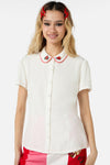 Dangerfield - Collar Embroidery Blouse - cream