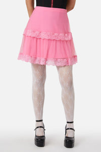 Dangerfield - Love Letter Lace Skirt - pink