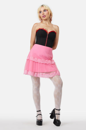 Dangerfield - Love Letter Lace Skirt - pink