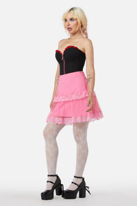 Dangerfield - Love Letter Lace Skirt - pink