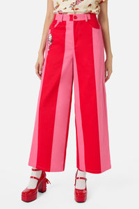Dangerfield - Love Letter Wide Leg Pants - pink-red