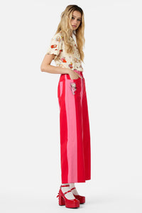 Dangerfield - Love Letter Wide Leg Pants - pink-red