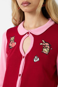 Dangerfield - Love Found Contrast Cardi - pink-red