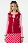 Dangerfield - Love Found Contrast Cardi - pink-red