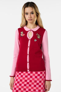 Dangerfield - Love Found Contrast Cardi - pink-red
