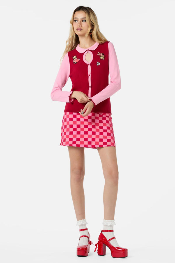 Dangerfield - Love Found Contrast Cardi - pink-red