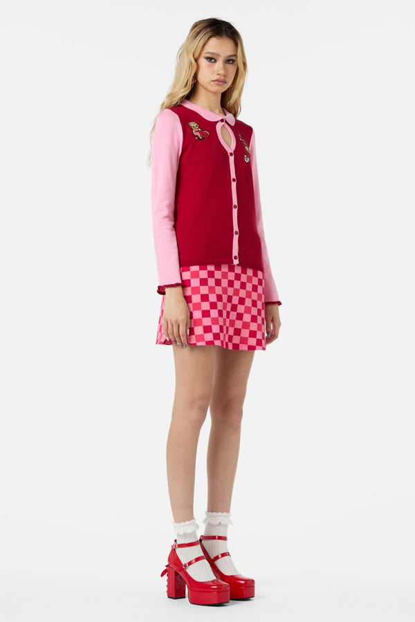 Dangerfield - Love Found Contrast Cardi - pink-red
