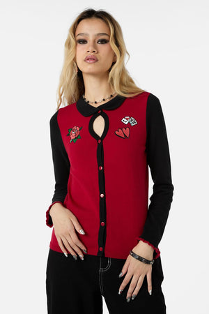 Dangerfield - Eros Contrast Cardi - red-black