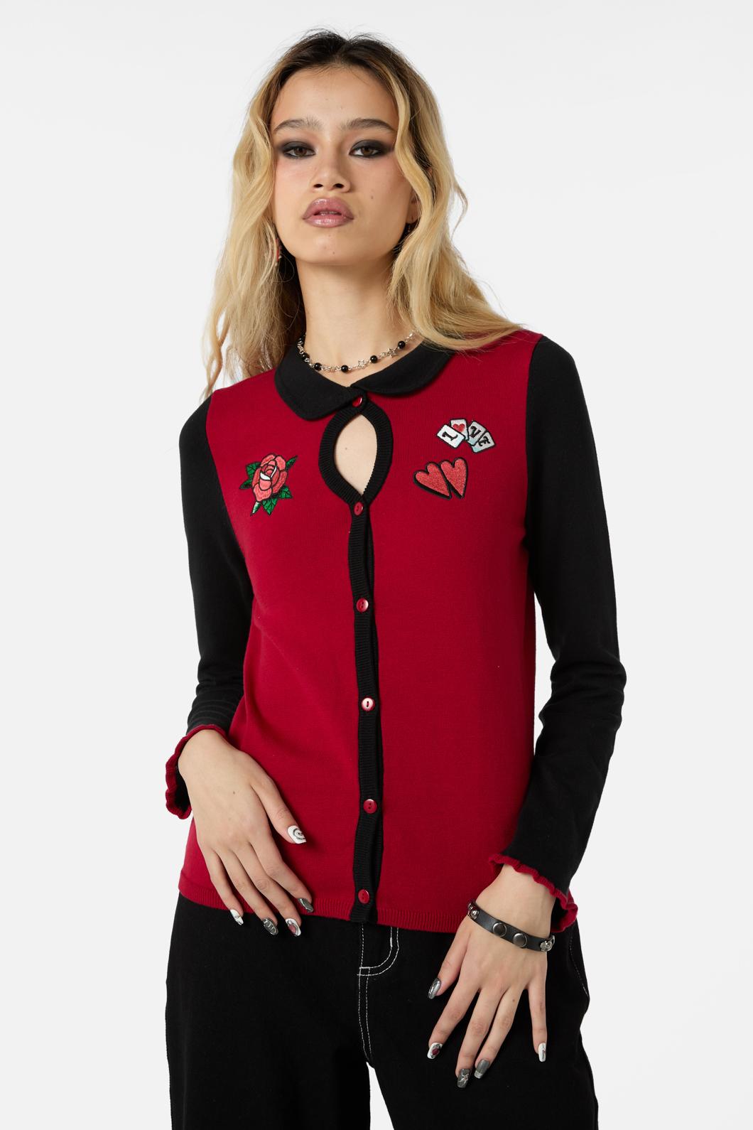 Dangerfield - Eros Contrast Cardi - red-black