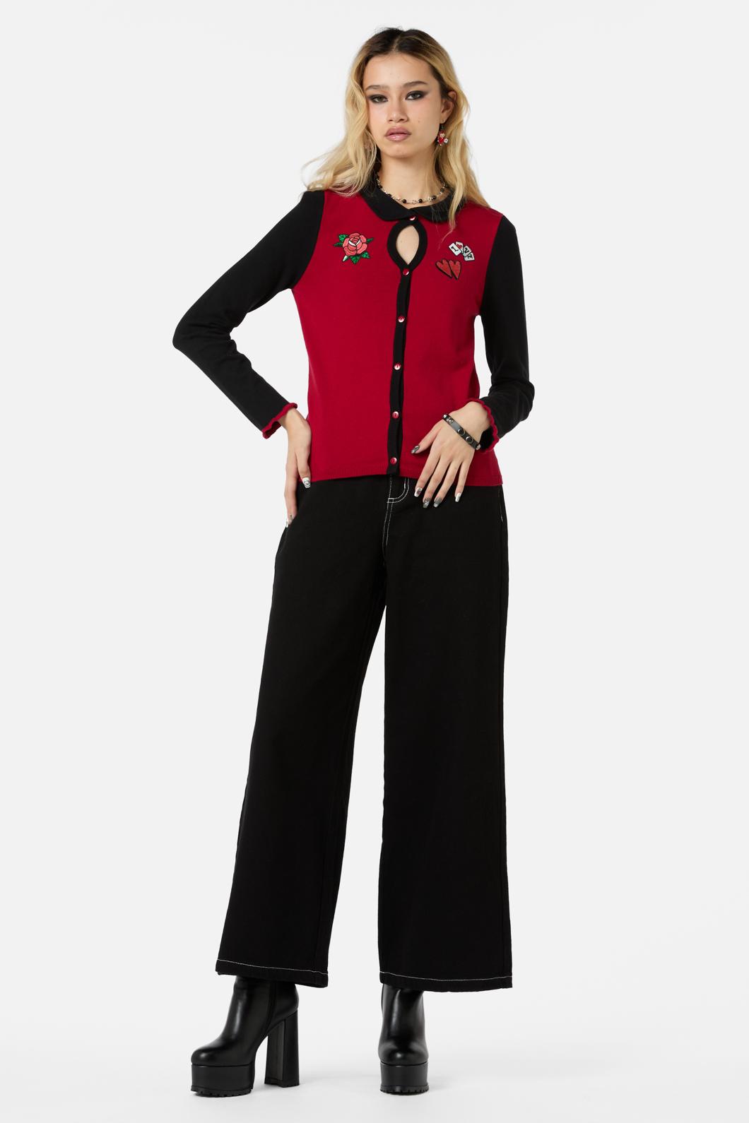 Dangerfield - Eros Contrast Cardi - red-black