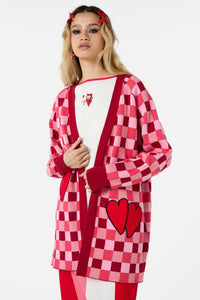 Dangerfield - Valentynes Check Cardi - pink-red