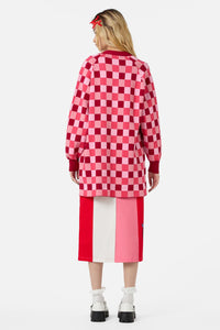 Dangerfield - Valentynes Check Cardi - pink-red