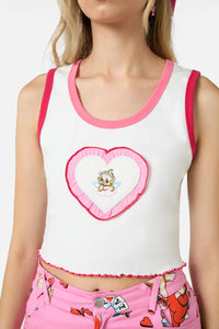Dangerfield - Cupido Frill Heart Tank - white