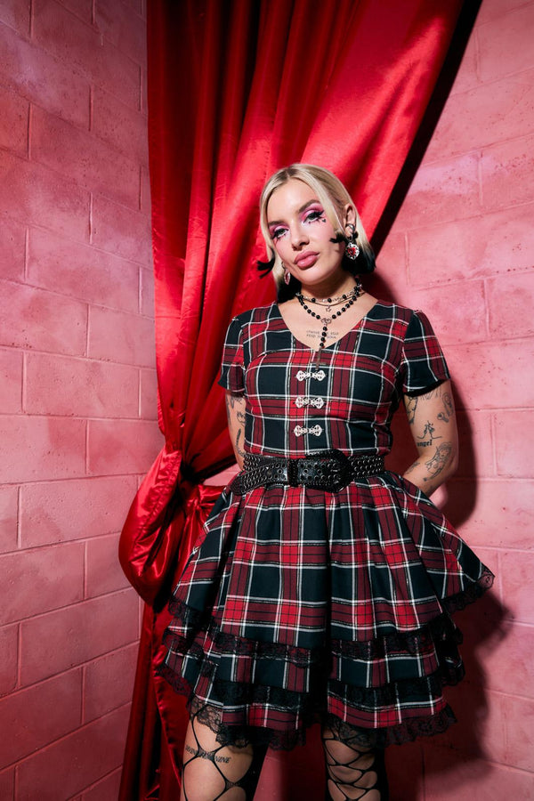 Dangerfield - Boundless Tartan Dress - red
