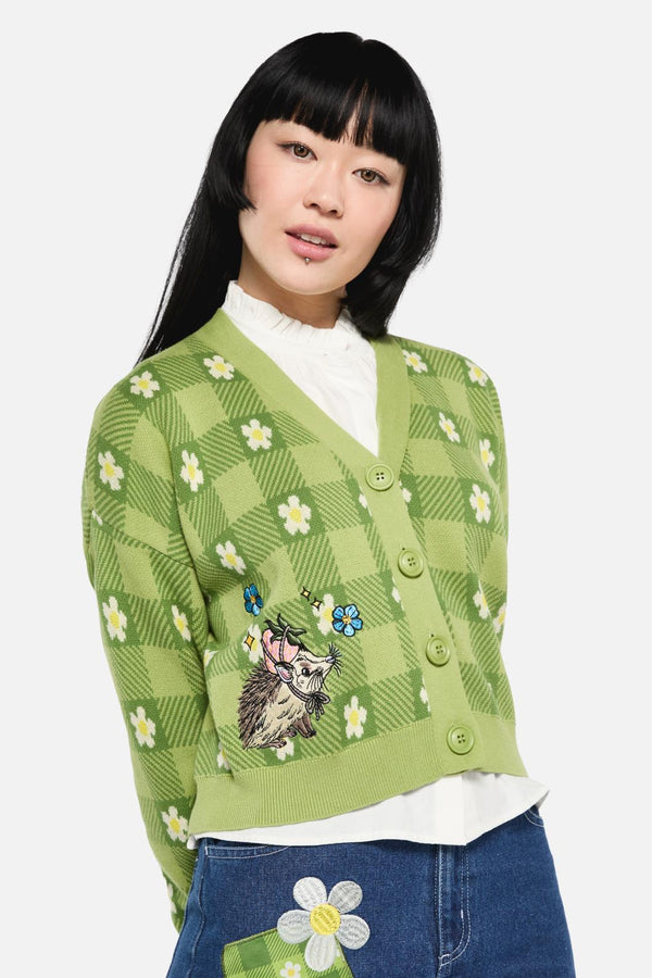 Dangerfield - Garden Hedge Check Cardigan - green