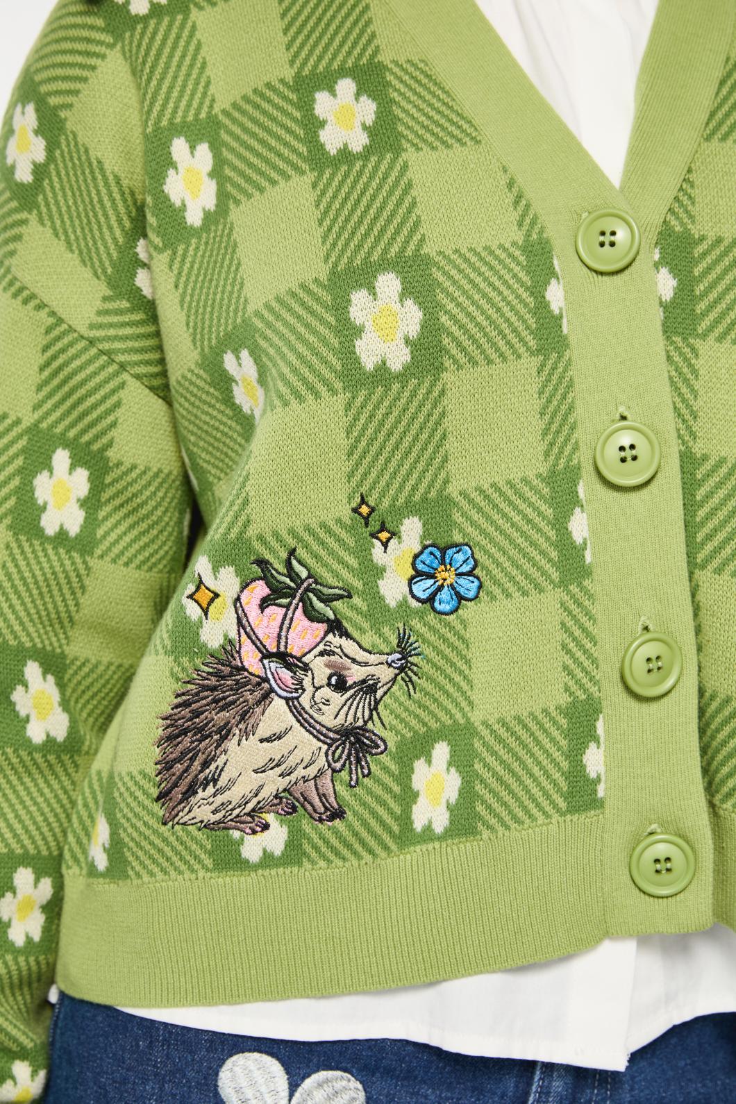 Dangerfield - Garden Hedge Check Cardigan - green