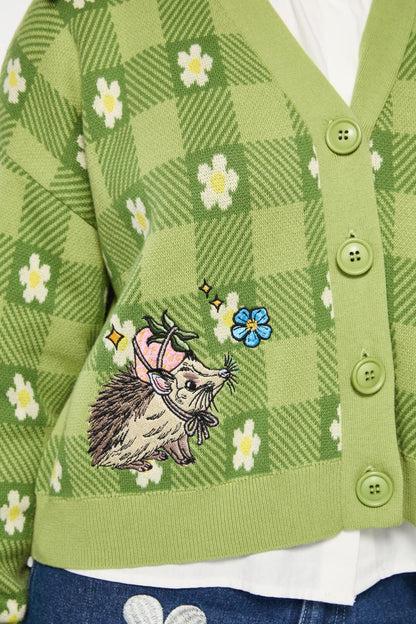 Dangerfield - Garden Hedge Check Cardigan - green