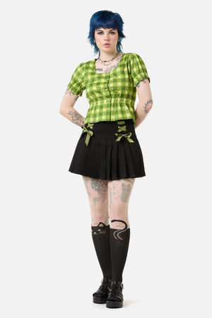 Dangerfield - Garden Hedge Check Top - green