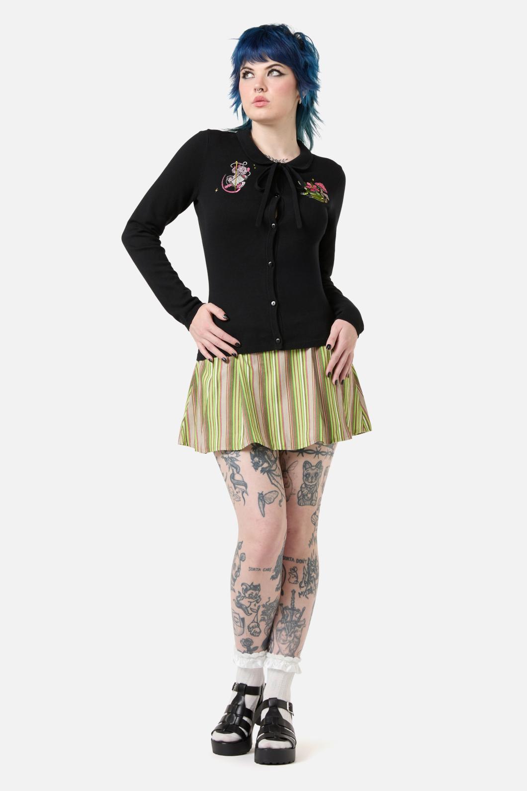 Dangerfield - Critters Emb Fitted Cardigan - black