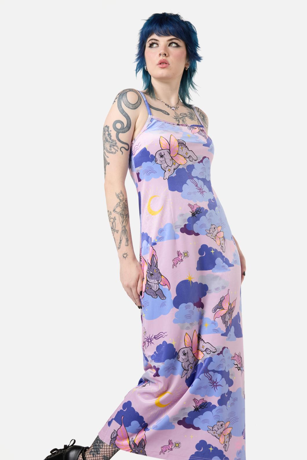 Dangerfield - Goodnight Bunny Velvet Dress - lavender