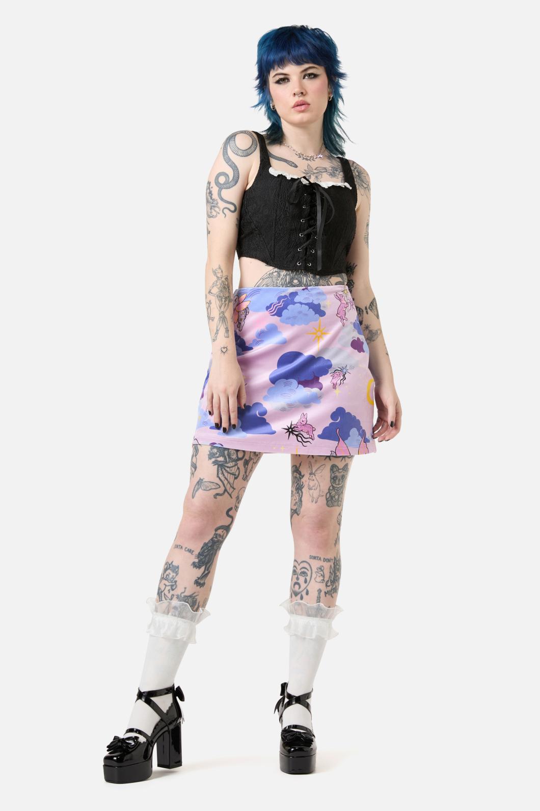 Dangerfield - Goodnight Bunny Velvet Skort - lavender