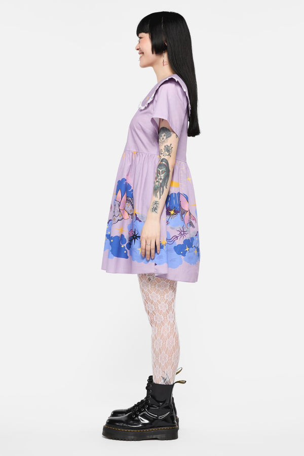Dangerfield - Goodnight Bunny Border Dress - lavender