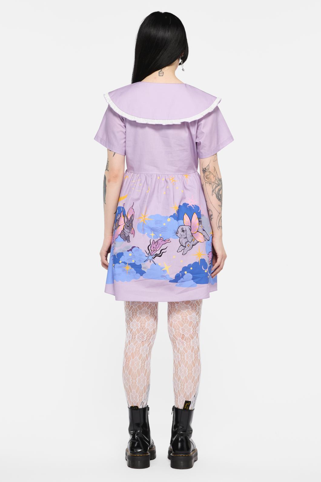 Dangerfield - Goodnight Bunny Border Dress - lavender