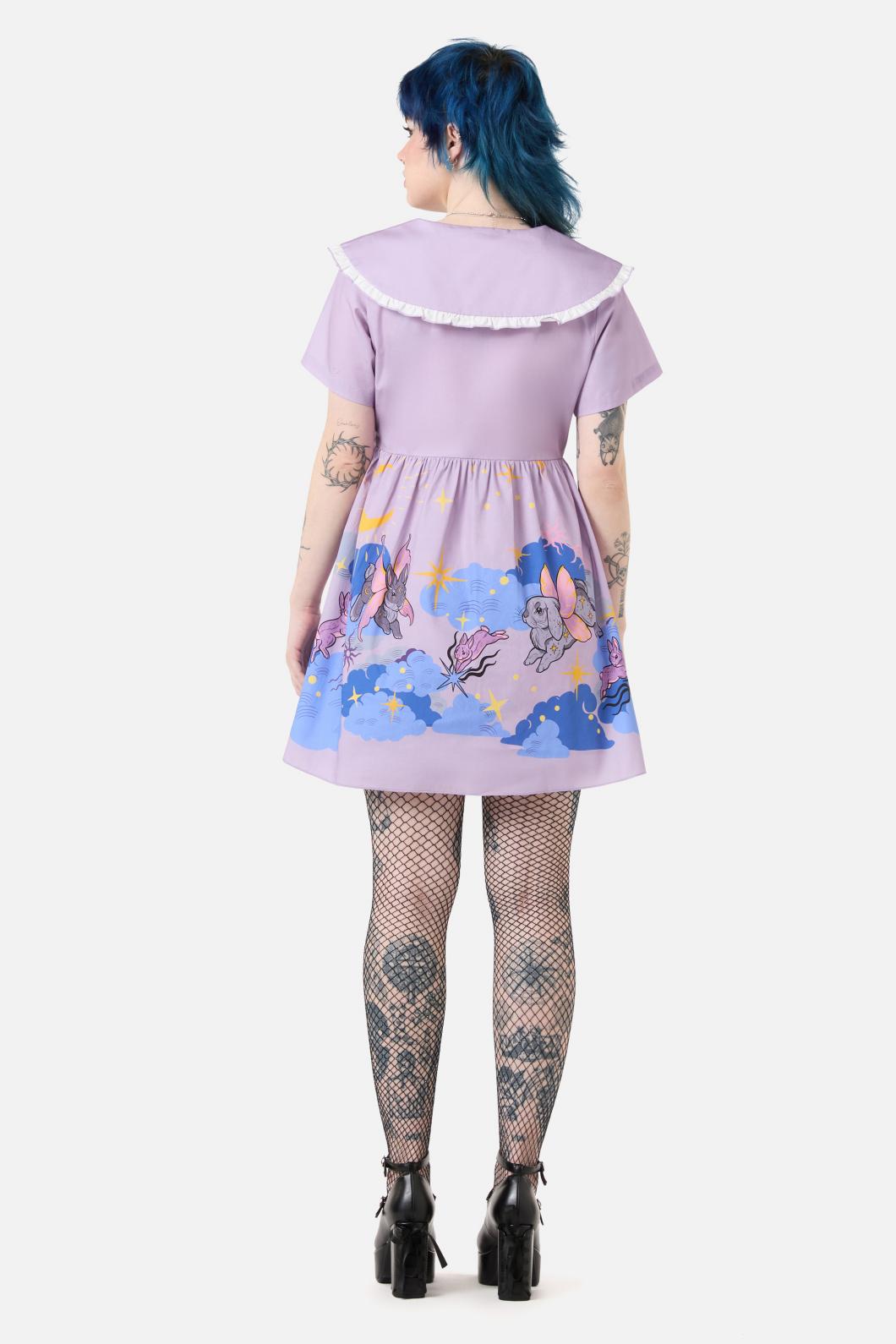 Dangerfield - Goodnight Bunny Border Dress - lavender