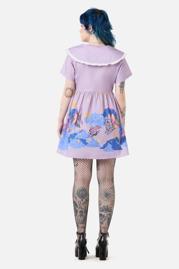 Dangerfield - Goodnight Bunny Border Dress - lavender