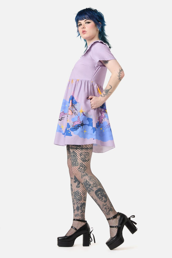 Dangerfield - Goodnight Bunny Border Dress - lavender