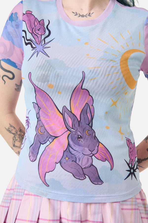 Dangerfield - Goodnight Bunny Mesh Top - lavender