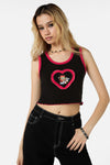 Dangerfield - Love Letter Frill Heart Tank - black