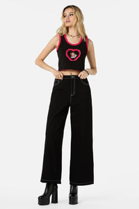 Dangerfield - Love Letter Frill Heart Tank - black