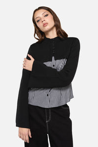 Dangerfield - Moggy High Neck Cropped Cardigan - black