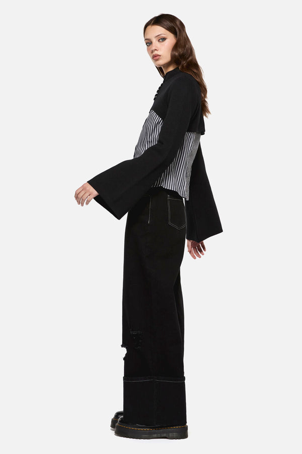 Dangerfield - Moggy High Neck Cropped Cardigan - black