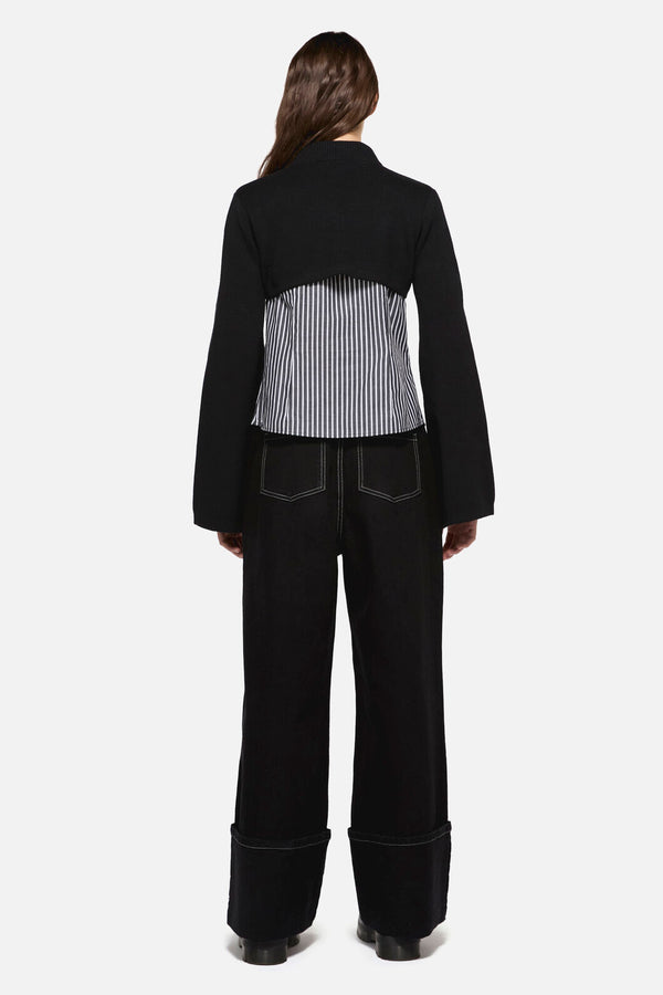 Dangerfield - Moggy High Neck Cropped Cardigan - black